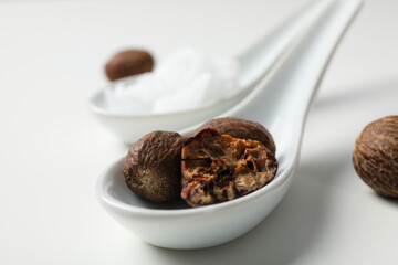 Concept of skin care cosmetics, Shea butter, close up