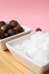 Concept of skin care cosmetics, Shea butter, close up