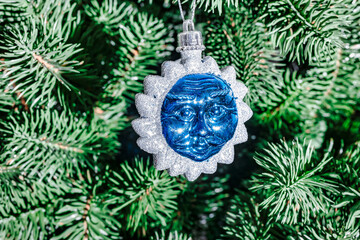 Decorated Christmas tree. Christmas Eve. christmas decorations. New Year. Selective focus. Blurred background.