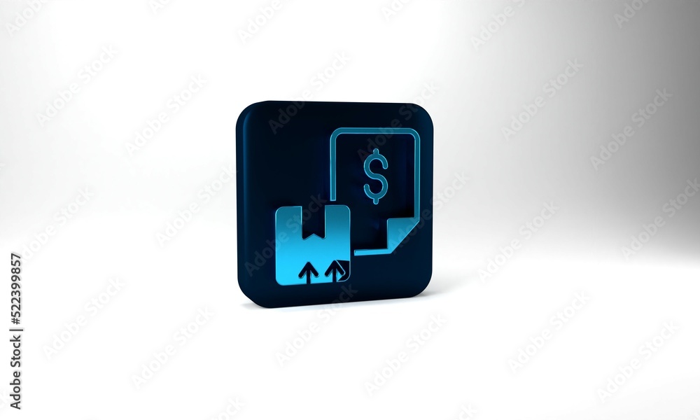 Canvas Prints Blue Waybill icon isolated on grey background. Blue square button. 3d illustration 3D render