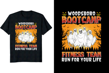 woodsboro Bootcamp fitness team run for your life Halloween T-shirt design vector design 
