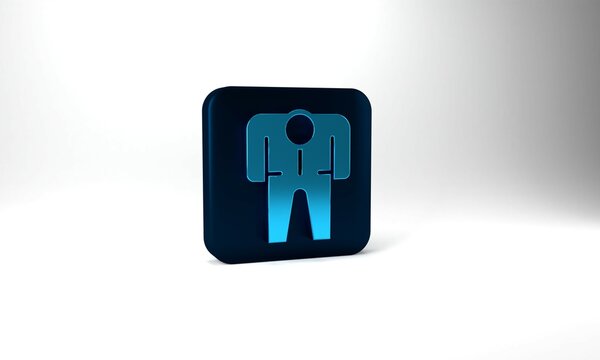 Blue Beekeeper costume icon isolated on grey background. Special protective uniform. Blue square button. 3d illustration 3D render