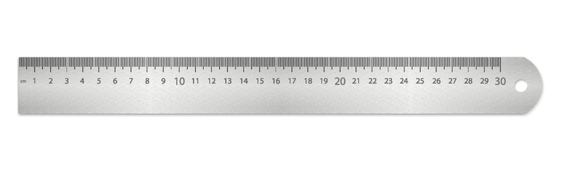 Mockup metallic measuring ruler. Measuring tool with ruler scale. Measuring equipment.