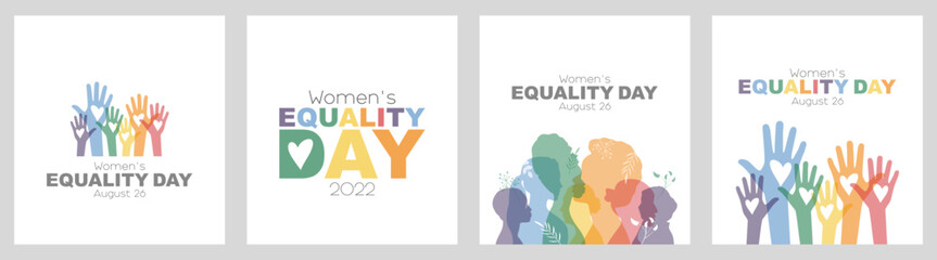 Women's Equality Day card set. - obrazy, fototapety, plakaty
