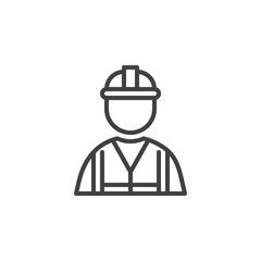Oil platform worker line icon