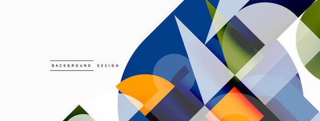 Circle and square geometric background. Round shapes with squares and triangles composition for wallpaper, banner, background or landing