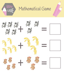 Workbook on mathematics for preschool education. Puzzles for children. Learn to count. Solve examples