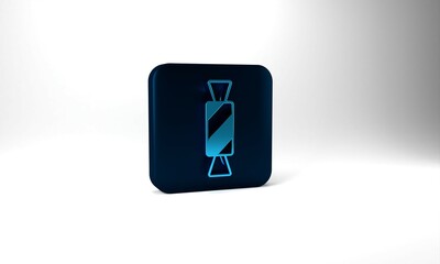 Blue Candy icon isolated on grey background. Happy Halloween party. Blue square button. 3d illustration 3D render