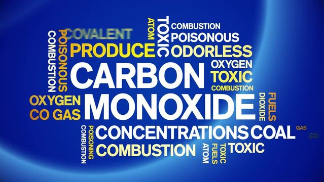 Carbon Monoxide animated tag word cloud;text design animation kinetic typography seamless loop.