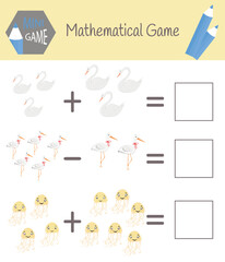 Workbook on mathematics for preschool education. Puzzles for children. Learn to count. Solve examples