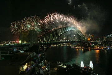 Zelfklevend Fotobehang fireworks over the bridge © Jacob