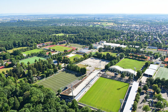 View of Stuttgart city with sports fields, Germany