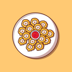 dim sum with red chili illustration vector