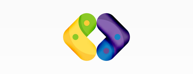 Creative geometric wallpaper. Round arrow shape minimal geometric background. Techno business template for wallpaper, banner, background or landing