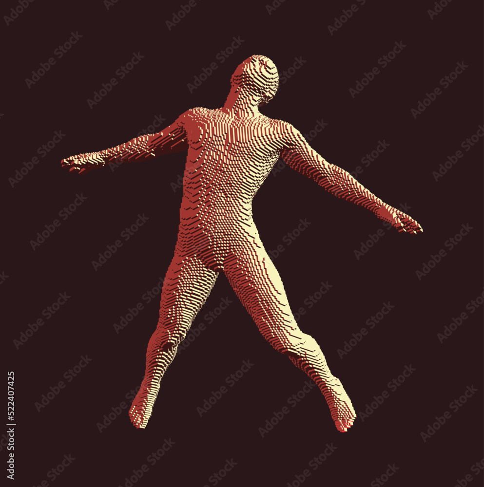 Wall mural take me higher. flying man in zero gravity or a fall. hovering in the air. levitation act. voxel art