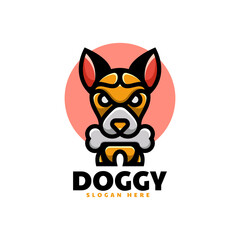 Vector Logo Illustration Dog Mascot Cartoon Style.