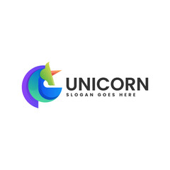 Vector Logo Illustration Unicorn Gradient Colorful Style.