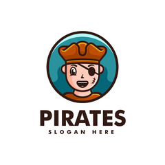 Vector Logo Illustration Pirates Mascot Cartoon Style.