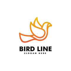 Vector Logo Illustration Bird Gradient Line Art Style.
