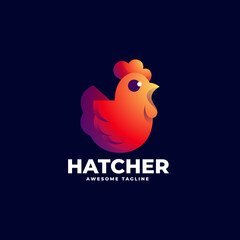 Vector Logo Illustration Hatcher Gradient Colorful Style.