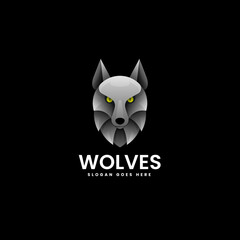 Vector Logo Illustration Wolf Gradient Colorful Style.