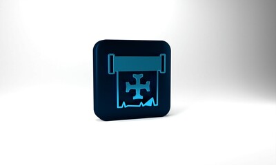 Blue Crusade icon isolated on grey background. Blue square button. 3d illustration 3D render