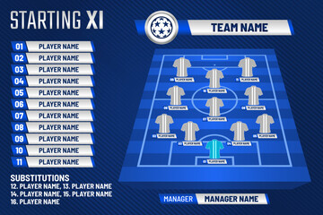 Football graphic for soccer starting lineup squad, Soccer line up, Football starting XI © Bakemon
