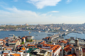 Aerial view of Istanbul historical district on sunny day