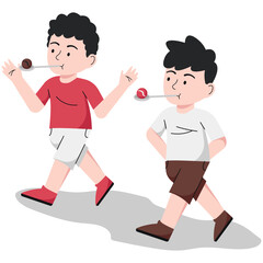 Kids Egg-And-Spoon Race Illustration
