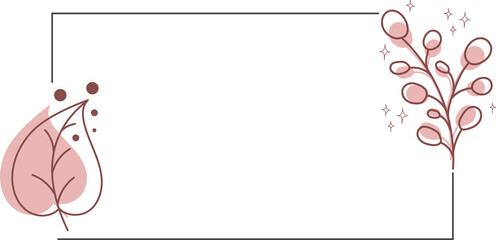 Pink Flower and leaf frame background, Cute frame for design