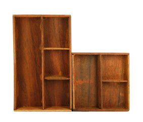 Empty wooden shelf cupboard cabinet