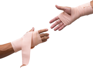 Broken hand warp with elastic bandage