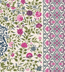 wedding card design, traditional paisley floral pattern , royal India	