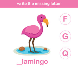 write the missing letter,illustration, vector