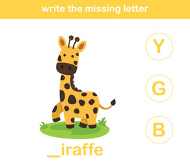 write the missing letter,illustration, vector