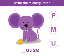 write the missing letter,illustration, vector