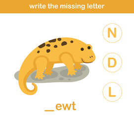 write the missing letter,illustration, vector