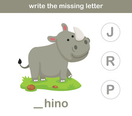 write the missing letter,illustration, vector