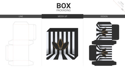 Box packaging and mockup die cut template	
