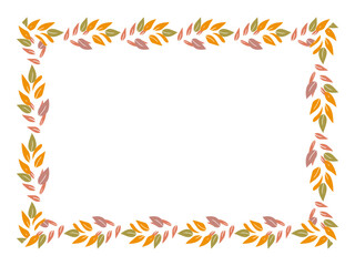 frame, postcard, autumn colored leaves for your decor
greeting invitation on a white background