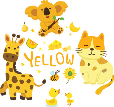 Illustration of isolated color yellow group vector