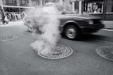 Street View in New York City 1981,(Steam from manhole)