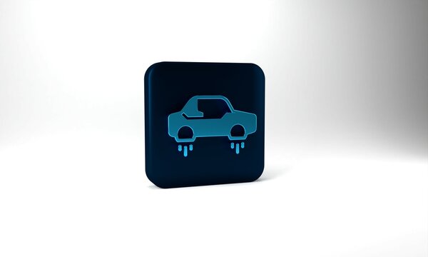 Blue Fantastic flying car icon isolated on grey background. Hover car future technology future transport. Blue square button. 3d illustration 3D render