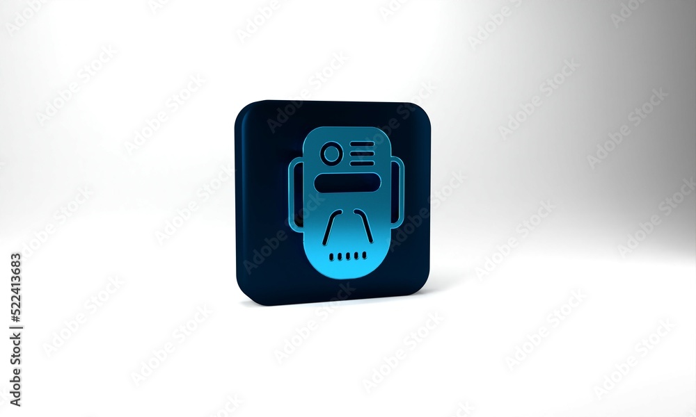 Poster blue artificial intelligence robot icon isolated on grey background. machine learning, cloud computi