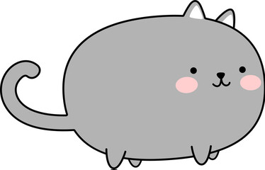 cute chubby cat cartoon element