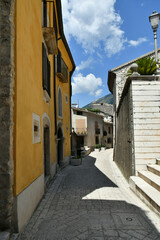 A narrow street in Cusano Mutri, a medieval village in the province of Benevento in Campania, Italy.
