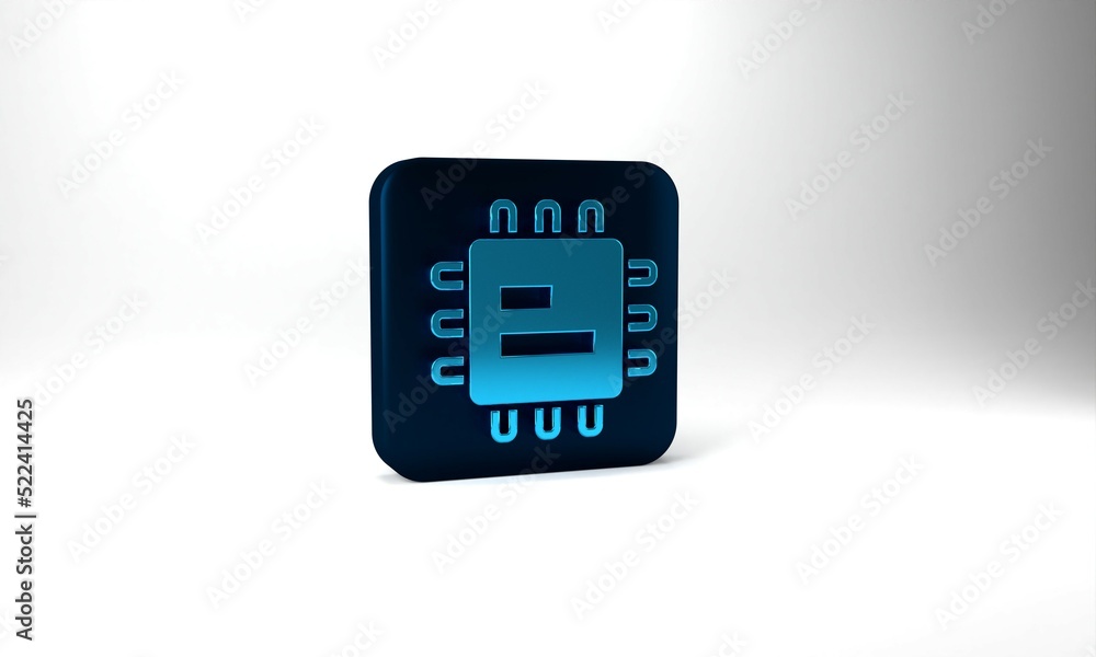 Aufkleber blue computer processor with microcircuits cpu icon isolated on grey background. chip or cpu with ci