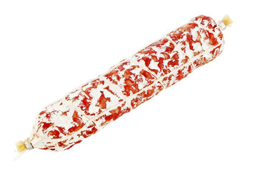 Dry-cured Salami sausage isolated with transparent background