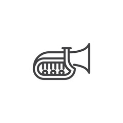 Tuba, music instrument line icon