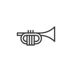 Trumpet, music instrument line icon - obrazy, fototapety, plakaty